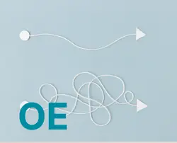 Zwei Linien – eine gerade, eine verschlungene – als Symbol für Veränderungsprozesse in der Organisationsentwicklung