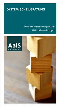 Titelbild zum Flyer modulare Weiterbildung Systemische Beratung an der ABIS Akademie Stuttgart mit Holzturm als Symbol für modularen Aufbau
